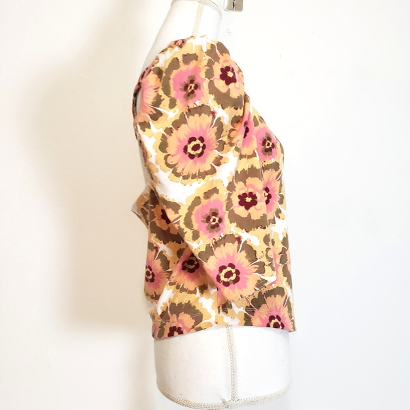 Free People Women's SIZE XL Floral Crop Top Puff 3/4 Sleeves OB1472617 Pink - Picture 4 of 11